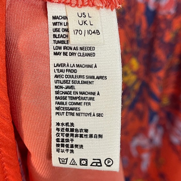 Free People Orange Floral Boho Peasant Blouse Top Long Sleeve Square Neck - Picture 9 of 9